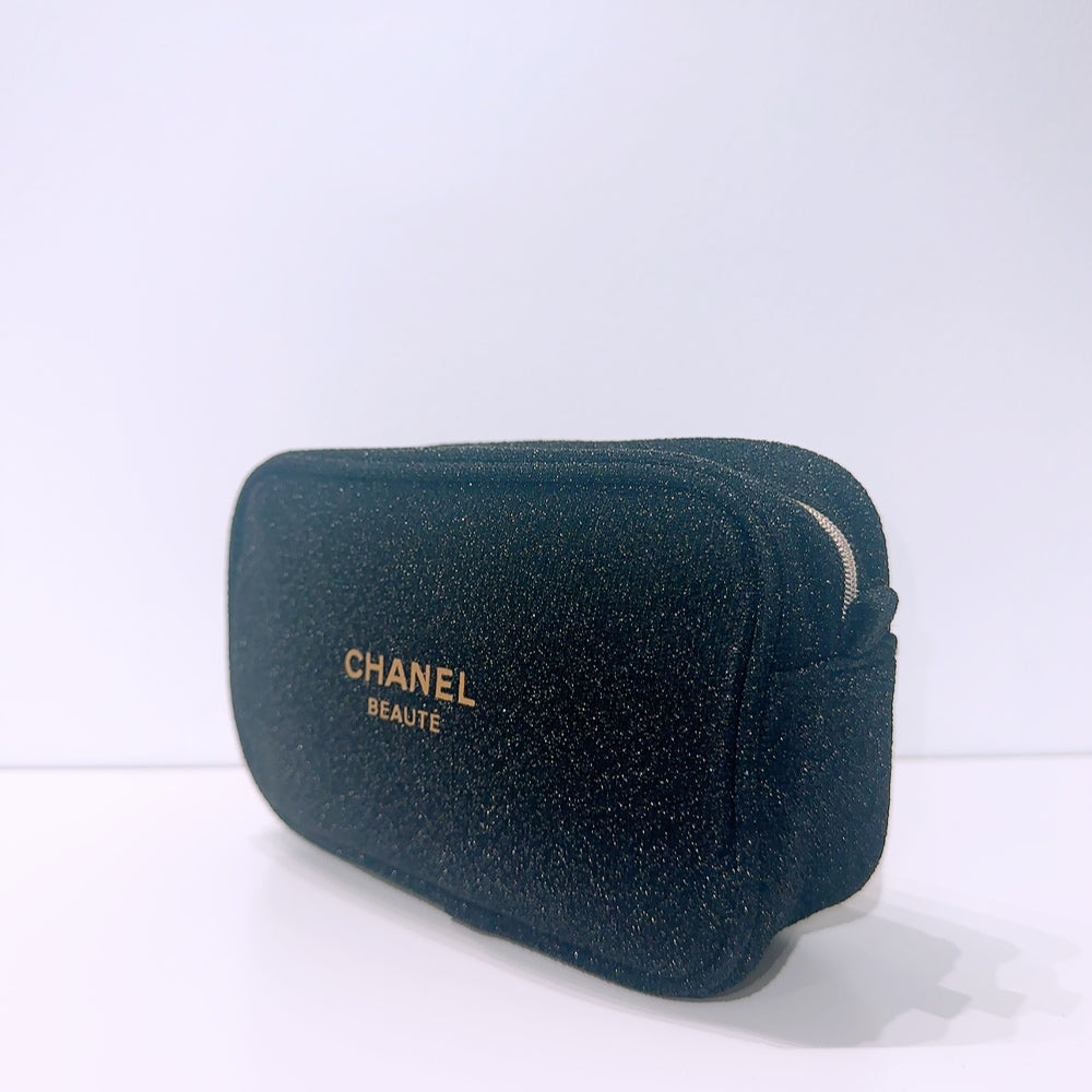 Chanel Beaute Black Glitter Makeup Pouch