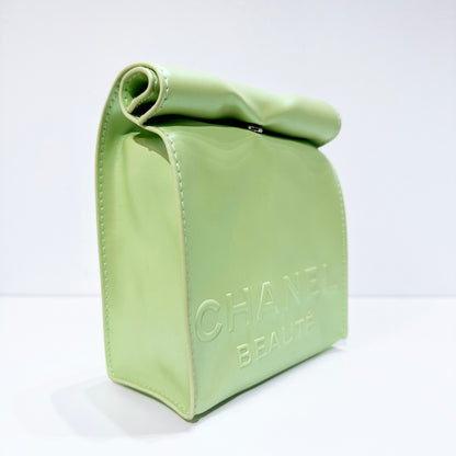 Chanel Beauty Green Metallic Snap Cos metic Pouch