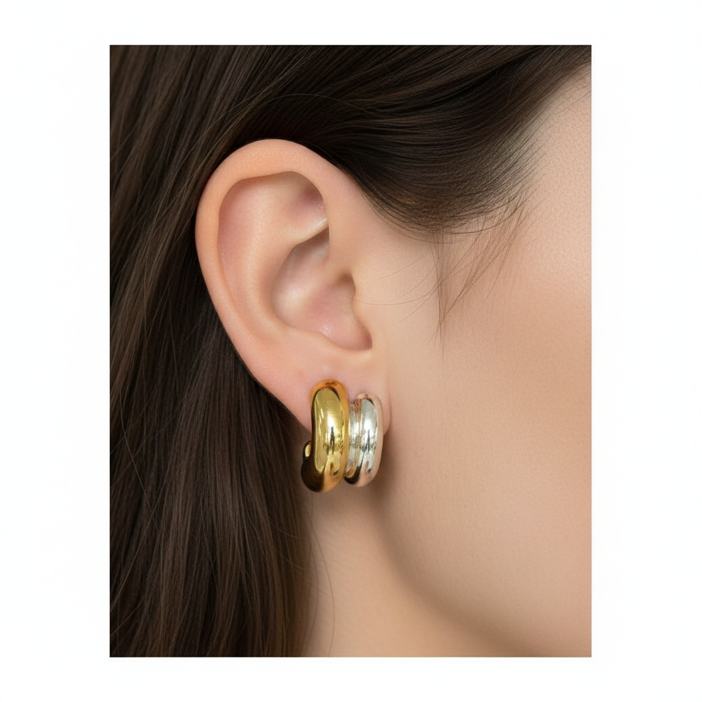Two-Tone Stacked Hoop Earrings