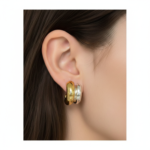 Two-Tone Stacked Hoop Earrings