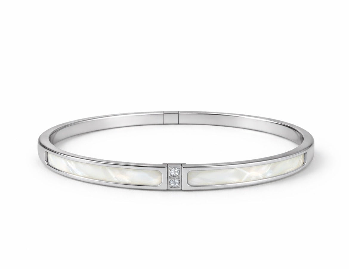 Mother-of-pearl diamond metal bracelet
