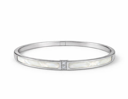 Mother-of-pearl diamond metal bracelet