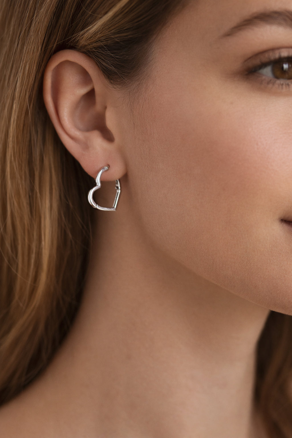 Silver heart-shape earrings