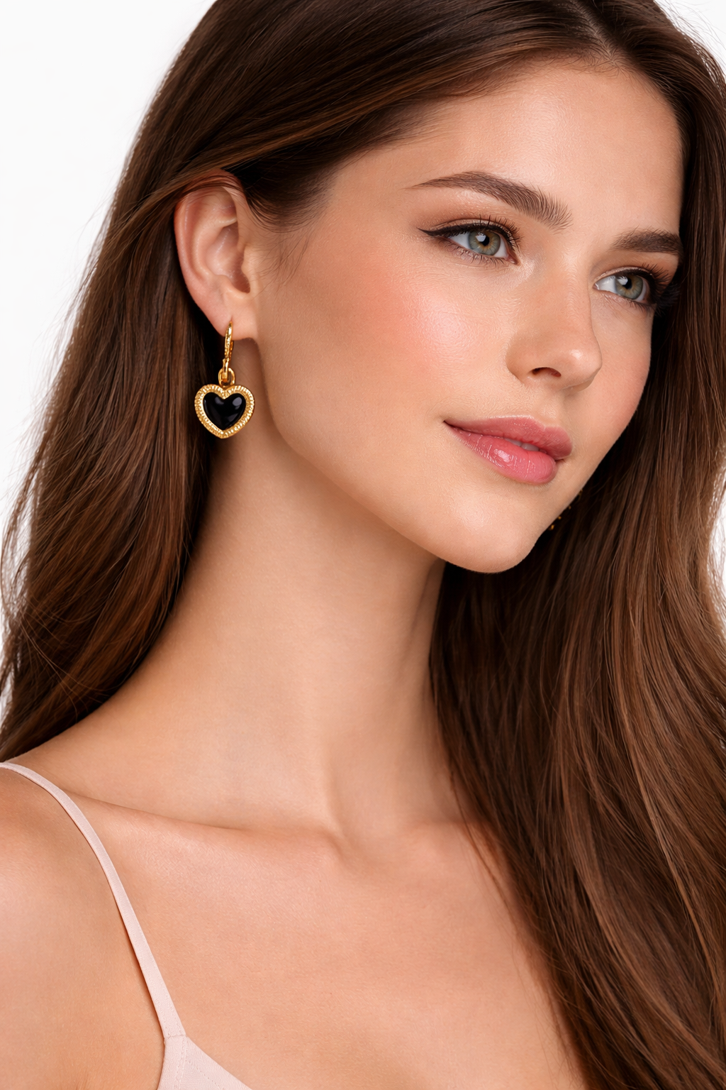 Gold heart-shaped earrings