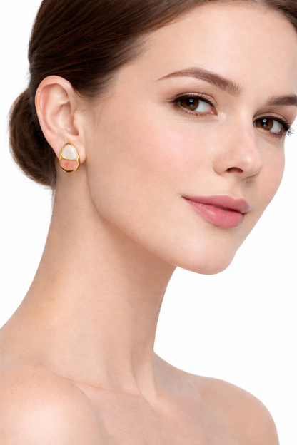 Abstract two-colour enamel stud earrings