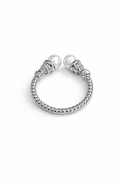 Double beaded twisted pattern opening ring