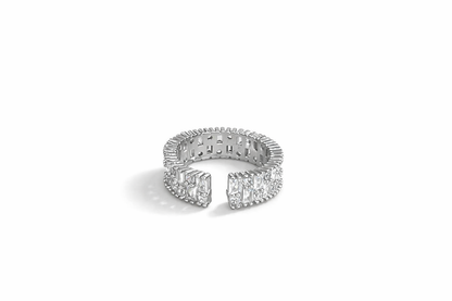 Inlaid square diamond Open (adjustable) ring
