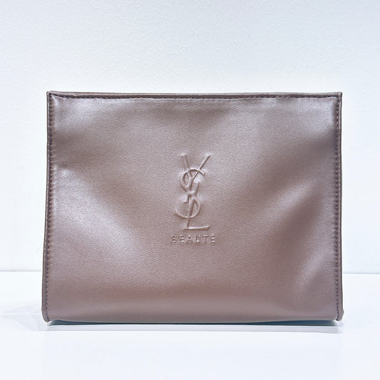 YSL Beauty brown cosmetic bag