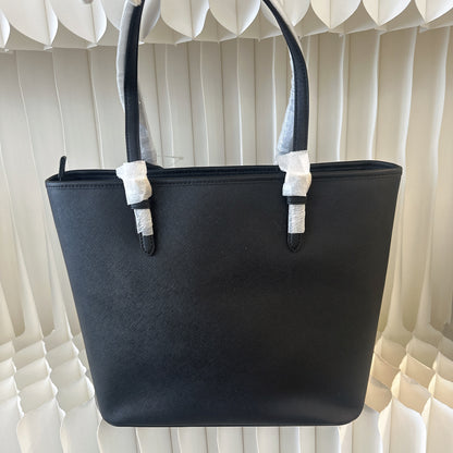 MICHAEL KORS JET SET ITEM MEDIUM TOP ZIP POCKET TOTE SHOULDER BAG BLACK