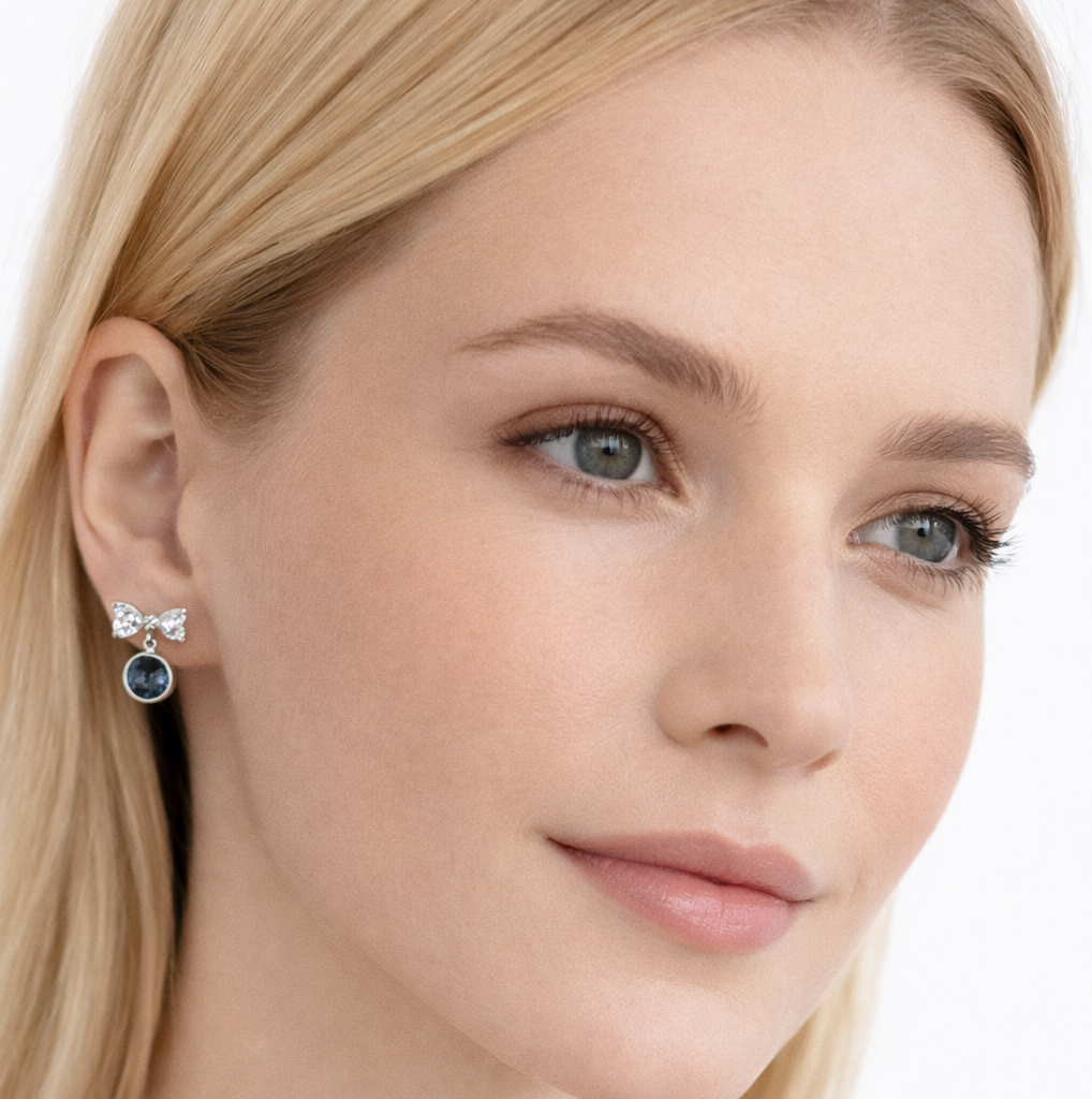 Crystal Bow design earrings