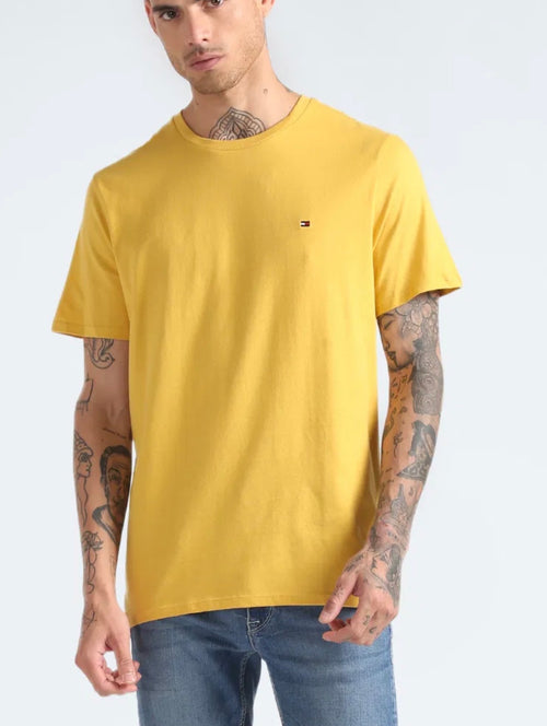 Tommy Hilfiger Cotton Short Sleeves Round Neck T-shirt Yellow