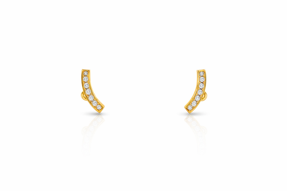 gold diamond curved stud earrings