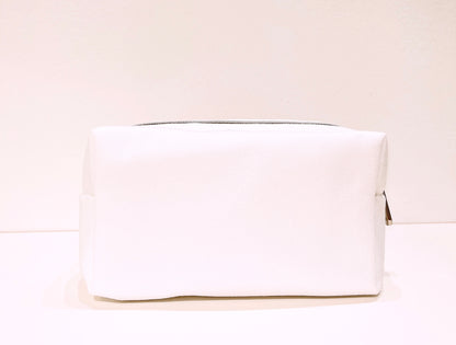 Miss Dior Logo Embroidered White Makeup Bag