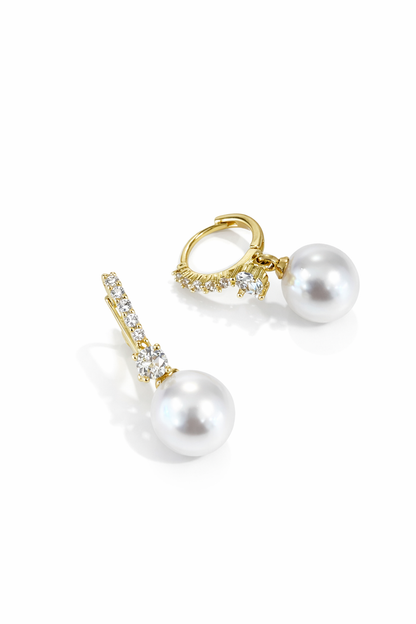 Diamond pearl earrings
