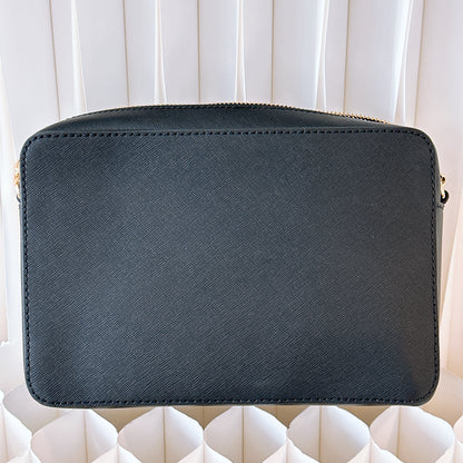 Michael Kors Jet Set Large EW Leather Crossbody Bag Black Solid/Gold