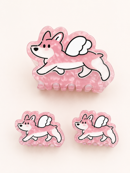 Set of acetate cat and dog hair clips