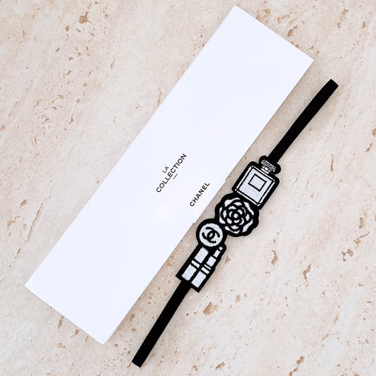 Chanel Novelty Bookmark Logo Cosmetics Flowers White Black Limited