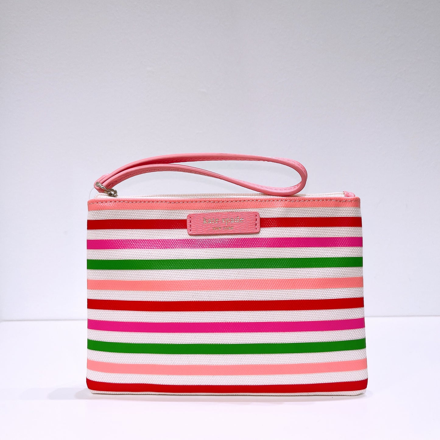 Kate Spade Rainbow striped canvas Large Pouch Wristlet