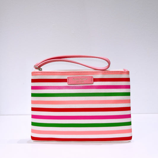 Kate Spade Rainbow striped canvas Large Pouch Wristlet