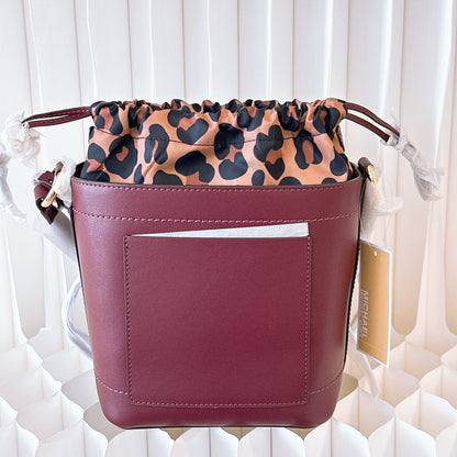 Michael Kors Leopard Print Bordeaux Bucket Shoulder Bag