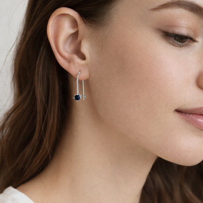 Black diamond mini circle earrings