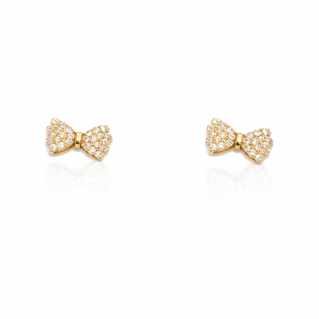 Diamond-encrusted bow stud earrings