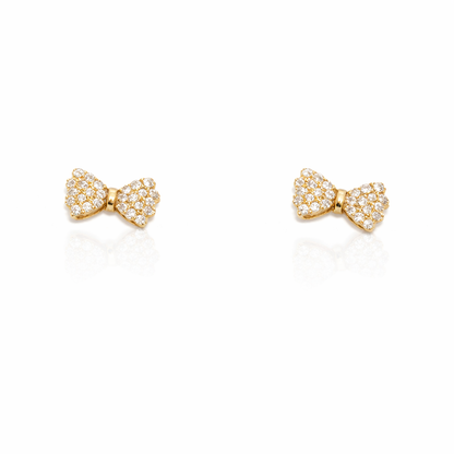 Diamond-encrusted bow stud earrings