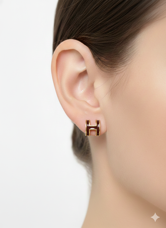 Mini Pop H Earrings Maroon