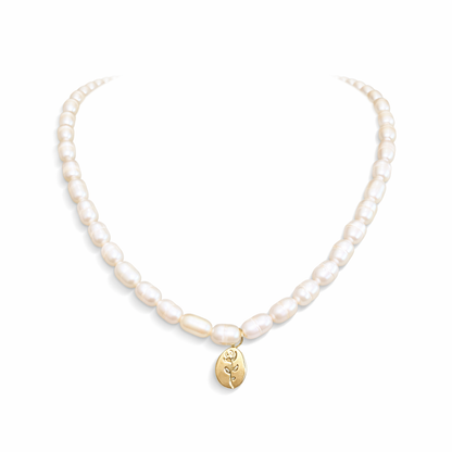 Rose Pendant Pearl necklace