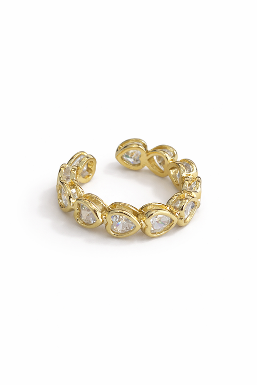 Gold heart-shaped gemstone opening ring