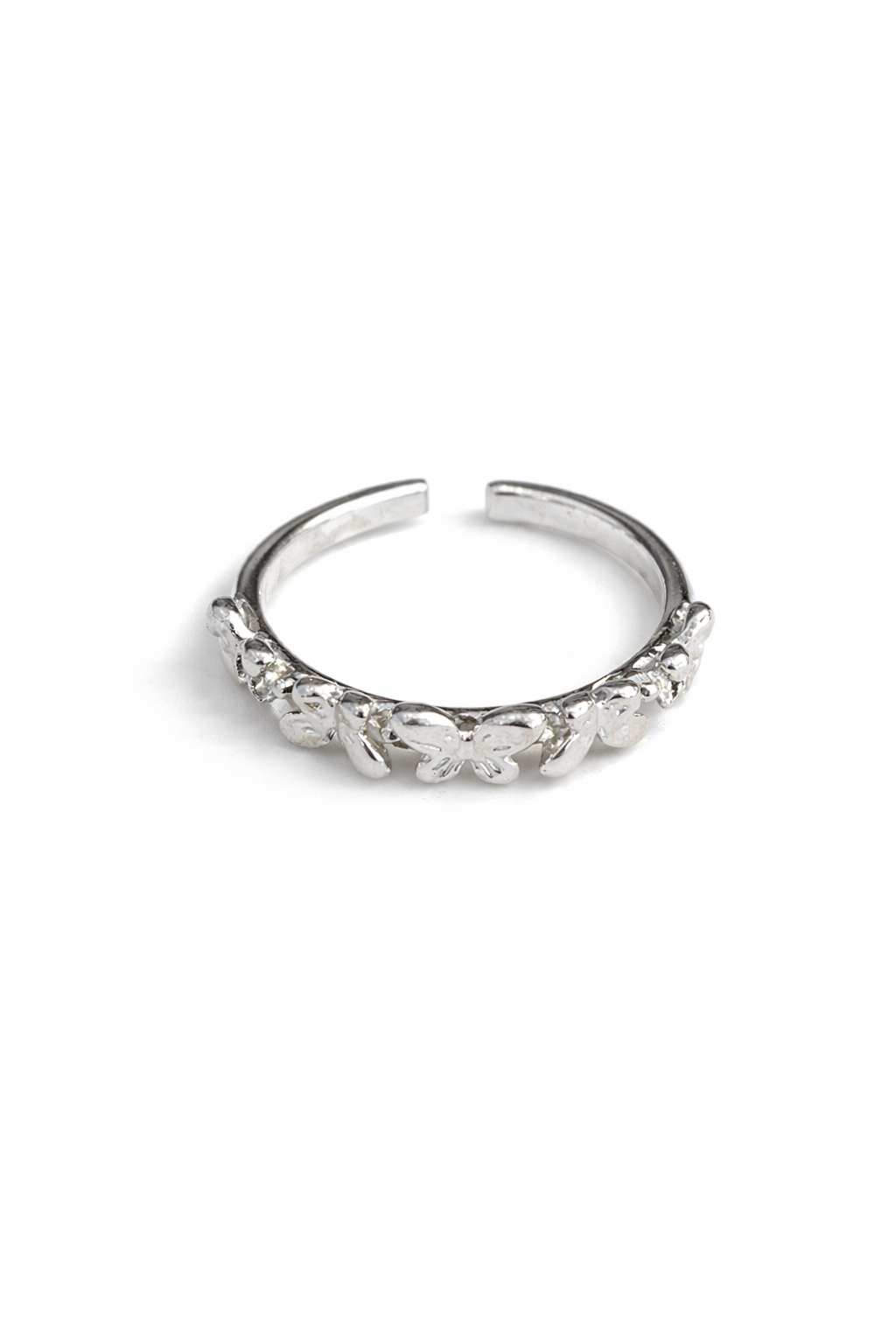 Silver butterfly opening ring