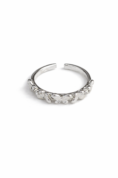Silver butterfly opening ring