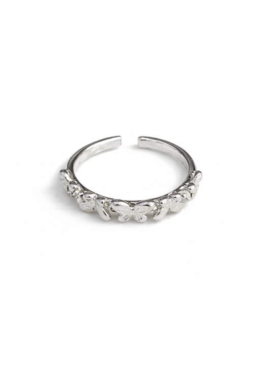 Silver butterfly opening ring