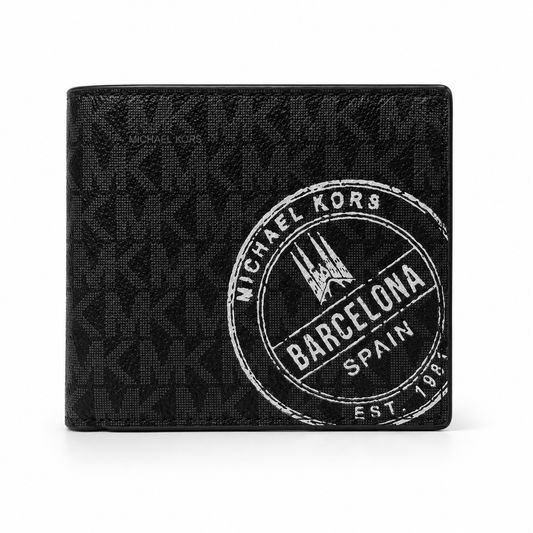 Michael Kors Barcelona Logo Billfold Wallet – Black Signature
