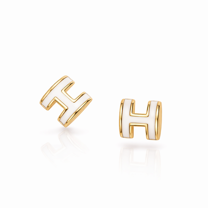 Mini Pop H Earrings White