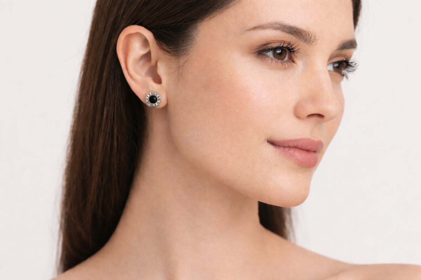 Roman numeral black lacquered earrings