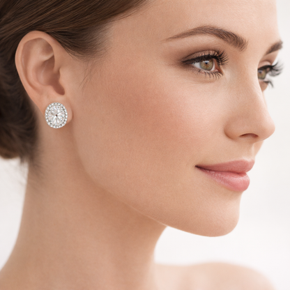 Oval Halo Diamond Earrings