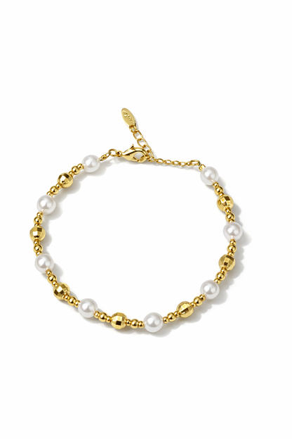 Freshwater pearls and polished beads adjustable bracelets