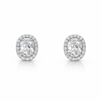 Oval Halo Diamond Earrings