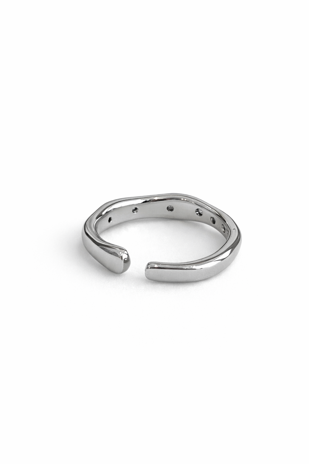 Silver adjustable star-shaped zircon ring