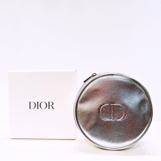 Dior Beauty Round Zipped Silver Pouch