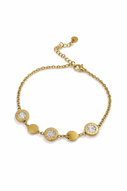 Gold Roman numeral crystal chain bracelet