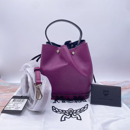 （Preorder) MCM Milano Mini Leather bucket Bag-dark purple