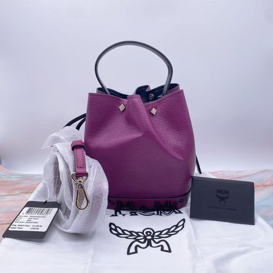 （Preorder) MCM Milano Mini Leather bucket Bag-dark purple