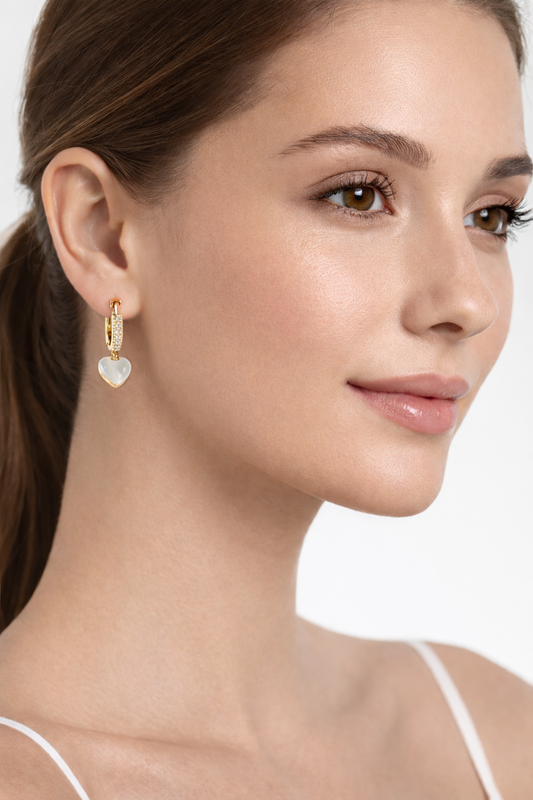 Gold heart-shaped earrings