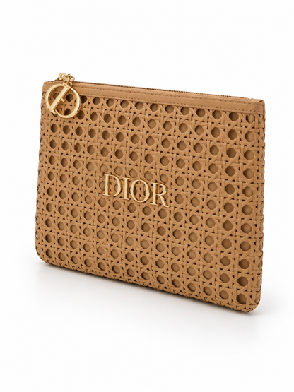 Dior Solar series laffia woven makeup bag