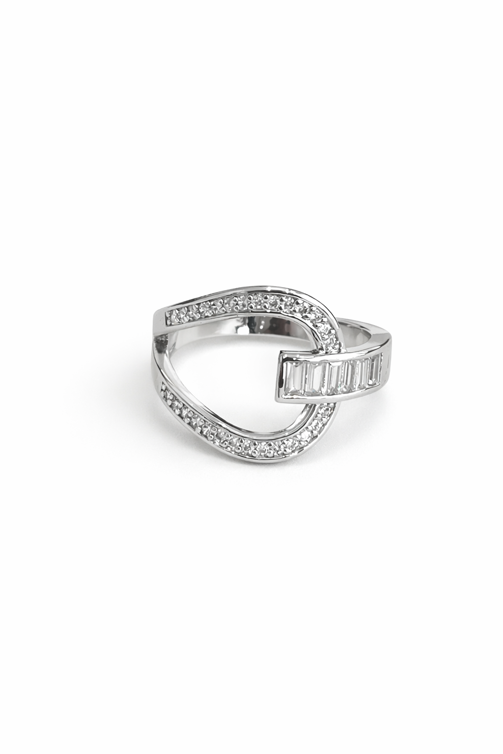 Silver diamond twist ring