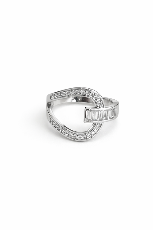 Silver diamond twist ring