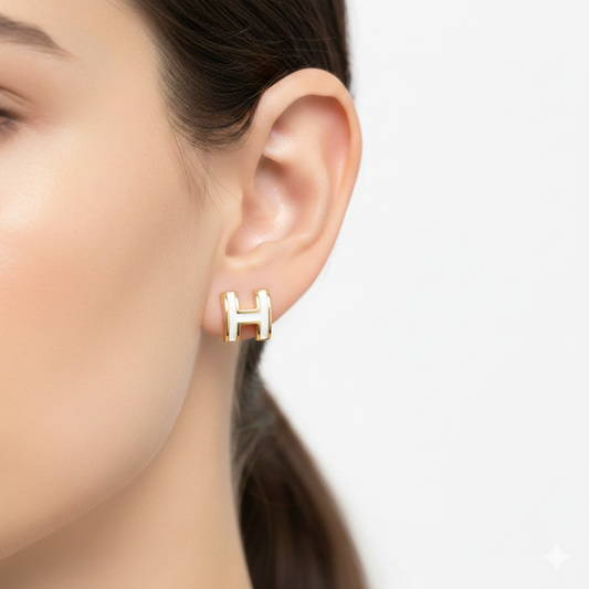 Mini Pop H Earrings White