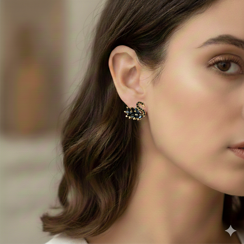 Swan Design Stud Earrings